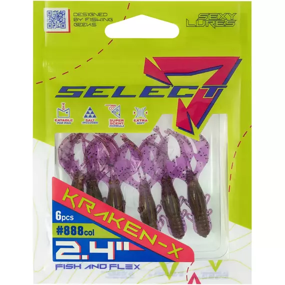 Силікон Select Kraken-X SE 2.4" #888 (6шт/уп), Довжина силікону: 2.4" (6.1 см), Колір силікону: 888, фото , изображение 2